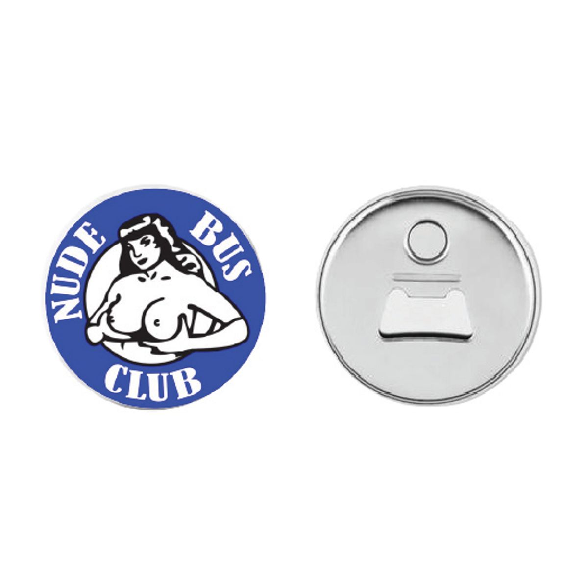 Nude Bus Club Blå Button 55mm, Velg alternativ i menyen