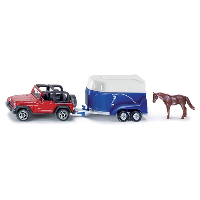 Hovedbilde Siku - Jeep Rød med hestehenger og hest Liten ...
