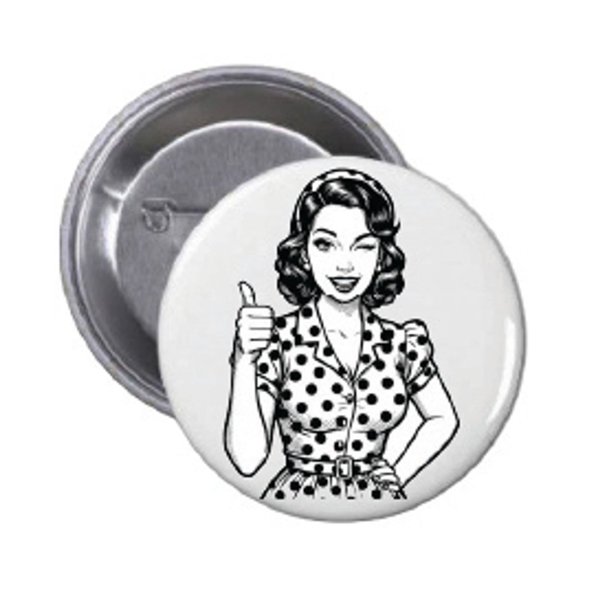 Pin Up Thumbs up Button 55mm, Velg alternativ i menyen