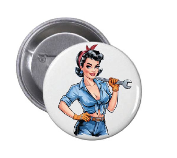 Hovedbilde Pin Up Girl/m Fastnøkkel Button 55mm, Velg ...
