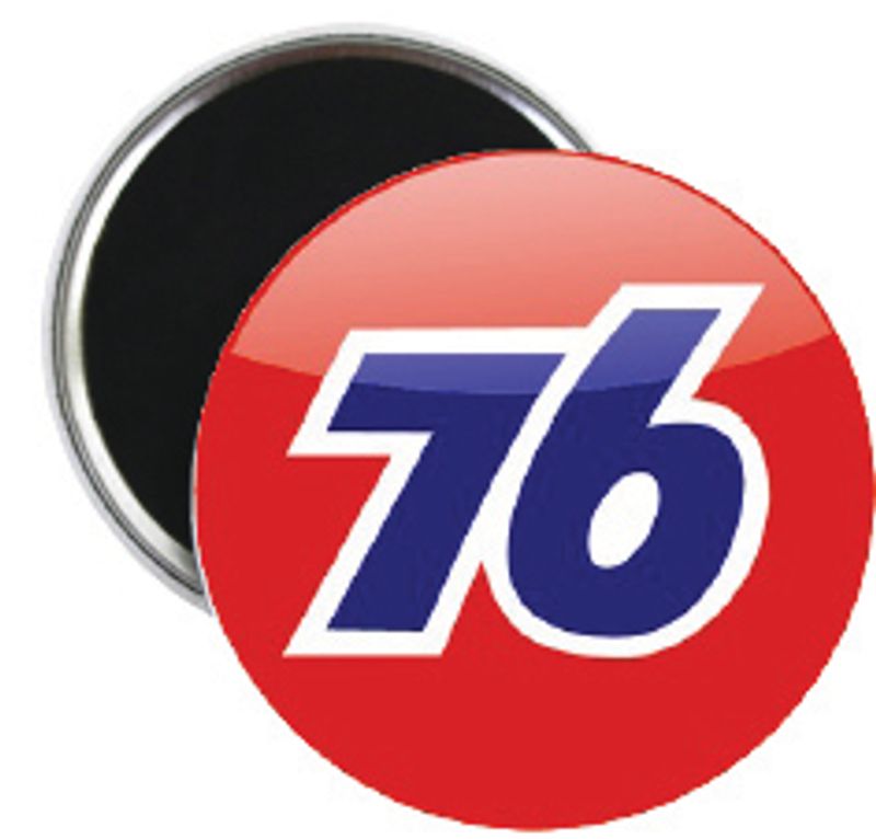 76 Gas station Button  55mm, Velg alternativ i menyen