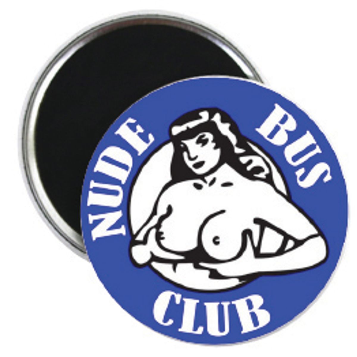 Nude Bus Club Blå Button 55mm, Velg alternativ i menyen