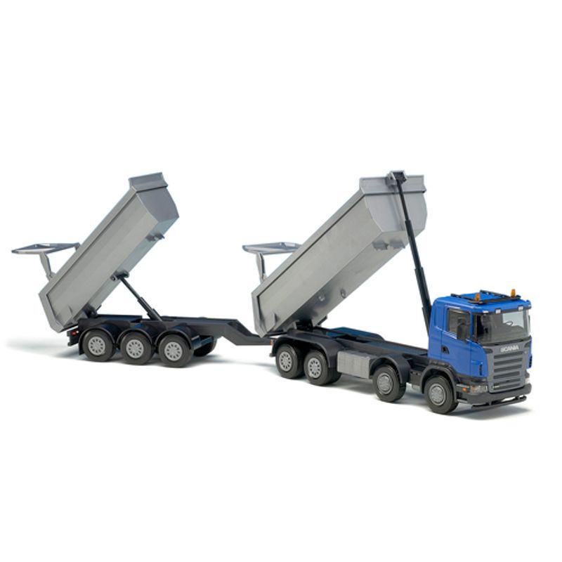 EMEK LASTEBIL SCANIA P-370 TIPPBIL MED KJERRE, BLÅ 1:25