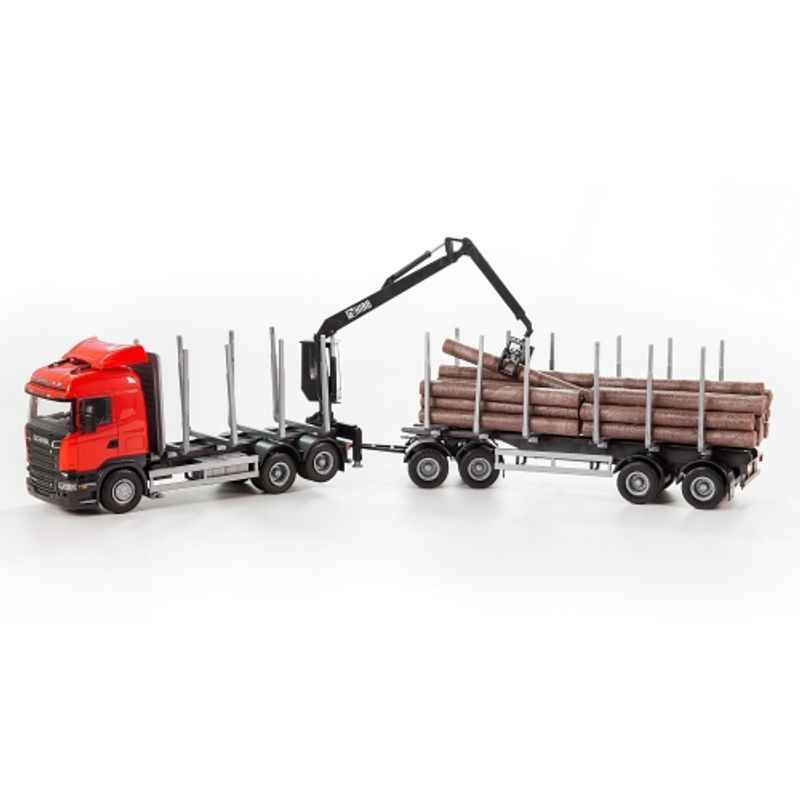 EMEK LASTEBIL SCANIA R-730 HIGHLINE TØMMERBIL MED KRAN,RØD1:25